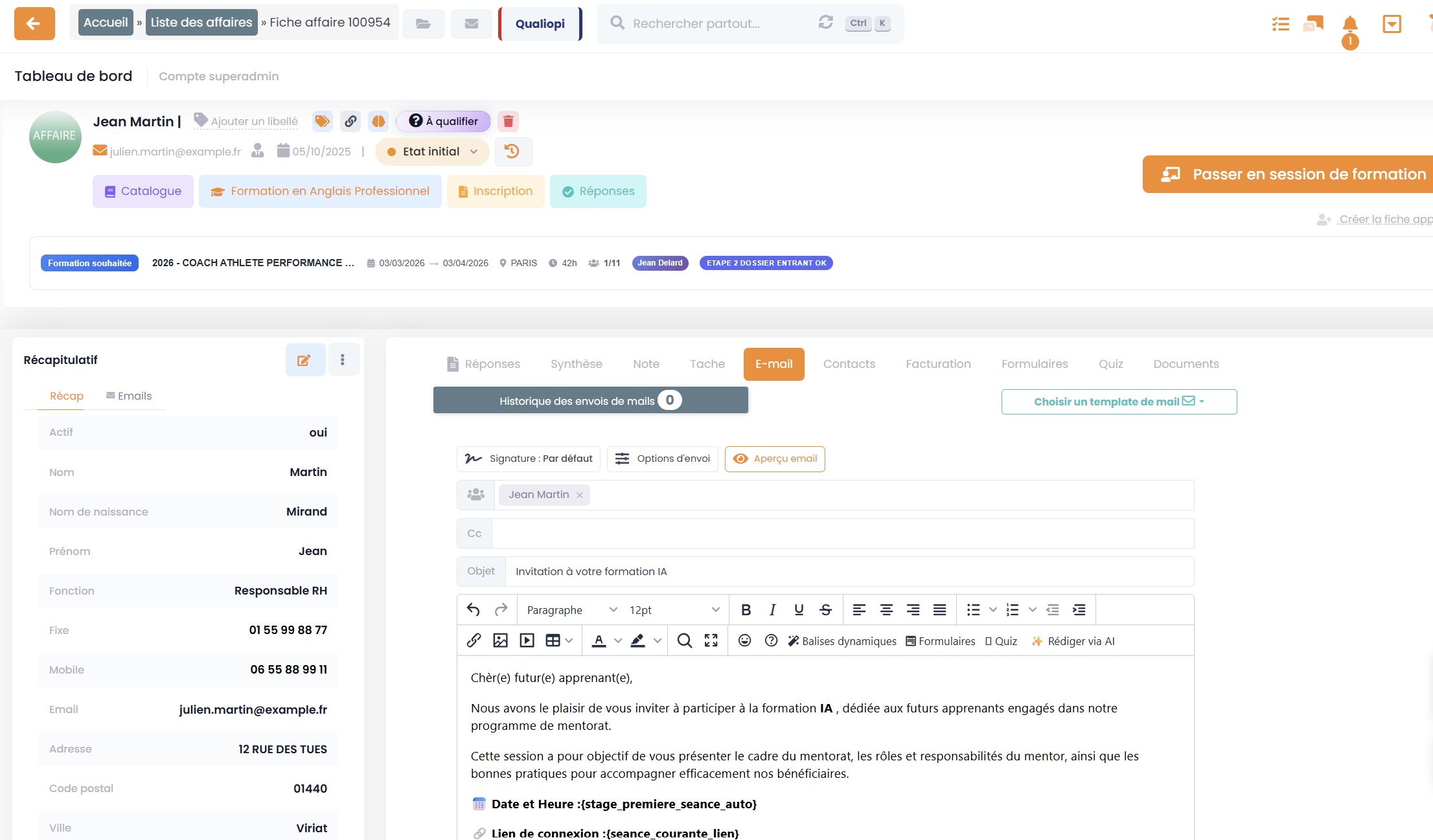 Fiche affaire 360°
