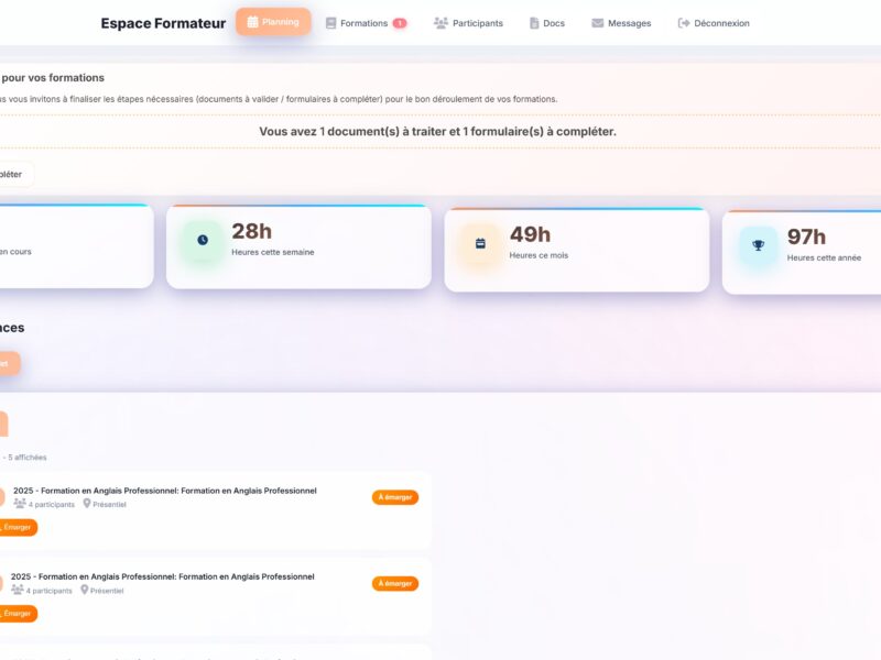 Extranet formateur dédié