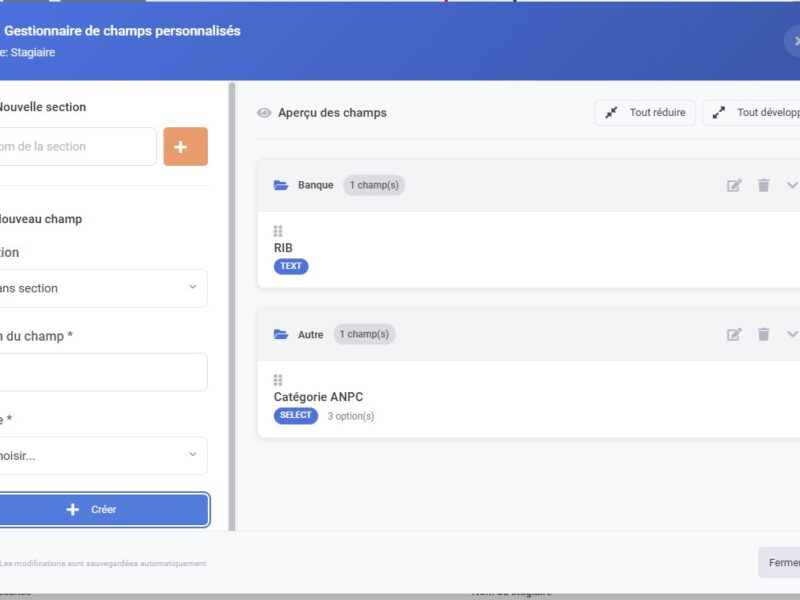 Champs personnalisés illimités