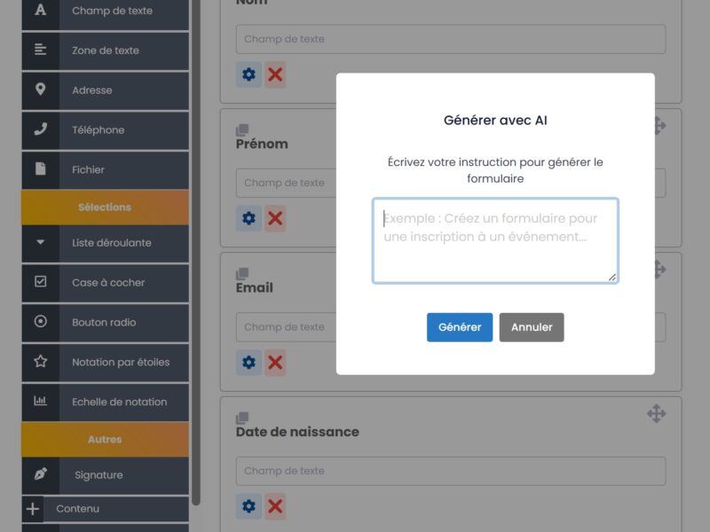 Génération de formulaires complets