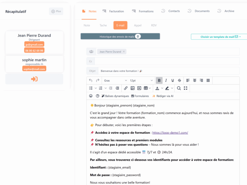 Pièces jointes statiques et dynamiques