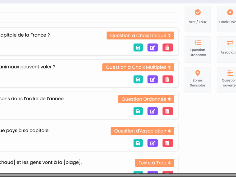 Questions Vrai/Faux, Choix multiple