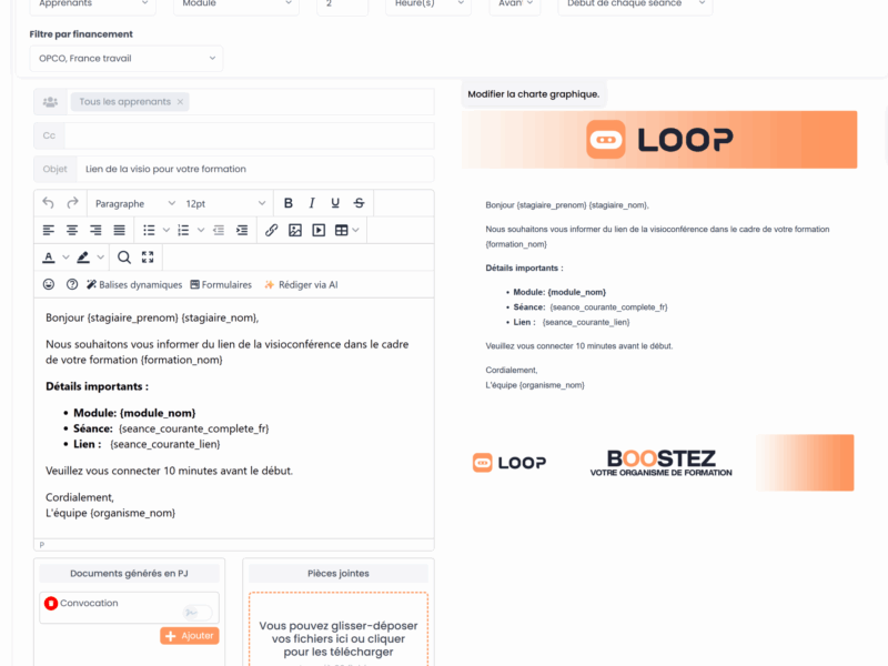 Modèles d'emails personnalisables