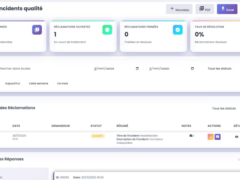 Suivi des incidents et réclamations