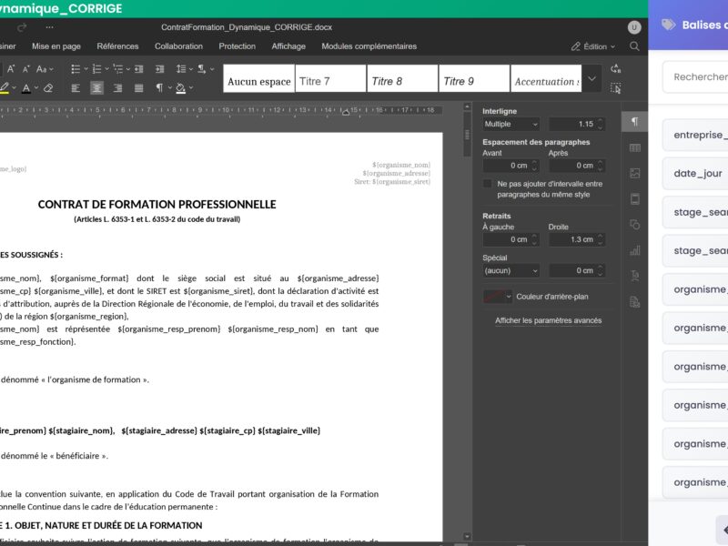 Éditeur Word intégré dans Loop